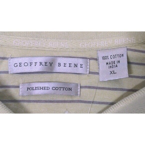 New Men's Geoffrey Beene Stretch Polo Shirt Size XL S/S Green Purple Striped NWT - Picture 6 of 10